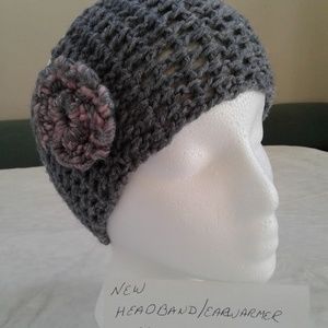 Handmade crochet flower headband ear warmer